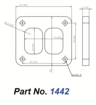 Picture of Divided T4 on Garrett GT3788 / GT4088R / GTX4088 / GT4094R / GT4202R GT4294R / GT4508R / GTX4508R - Borg Warner EFR 7064/7670 D / C / G type
