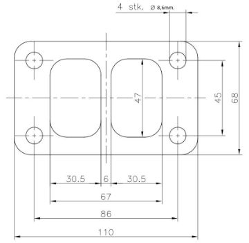Picture of T3 turbo flange Split entry
