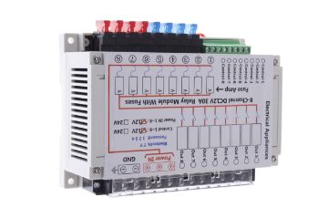 Picture of  TYTXRV 8-channel DC 12V 30A relay module with fuses