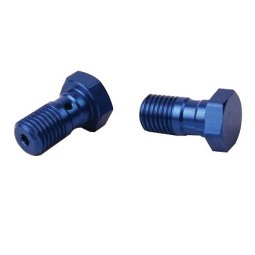 Picture of Banjo bolt - 7/16 "-24 UNF - Length: 20mm. Blue Alu