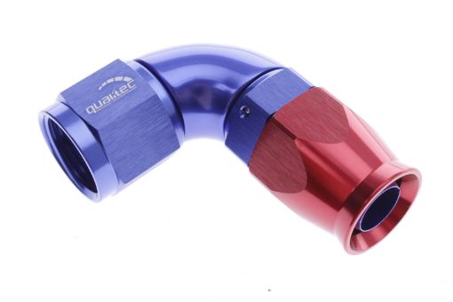 Picture of 90degrees. PTFE AN fitting - AN-10 - Red / Blue - High Flow
