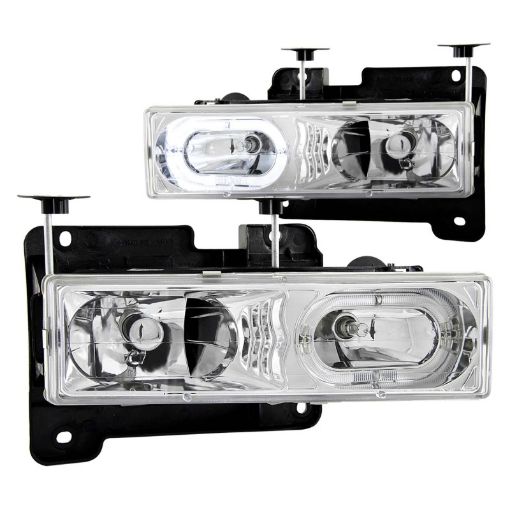 Picture of ANZO 1988 - 1998 Chevrolet C1500 Crystal Headlights Chrome w Halo