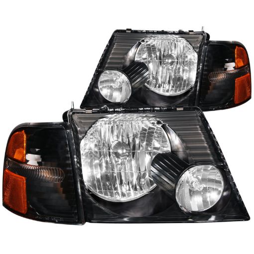 Picture of ANZO 2002 - 2005 Ford Explorer Crystal Headlights Black w Corner Lights 2pc