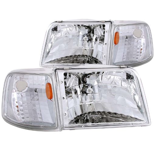 Picture of ANZO 1993 - 1997 Ford Ranger Crystal Headlights Chrome w Corner Lights 2pc