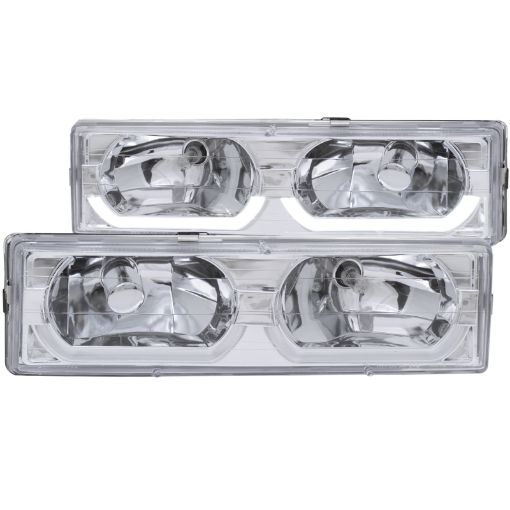 Picture of ANZO 1988 - 1998 Chevrolet C1500 Crystal Headlights Chrome w Low - Brow