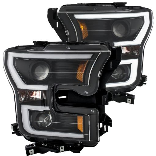 Picture of ANZO 2015 - 2016 Ford F - 150 Projector Headlights w Plank Style Design Black w Amber