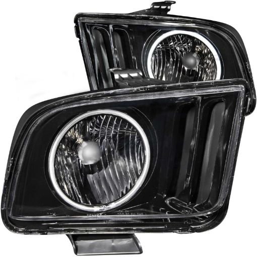 Picture of ANZO 2005 - 2009 Ford Mustang Crystal Headlights w Halo Black (CCFL)
