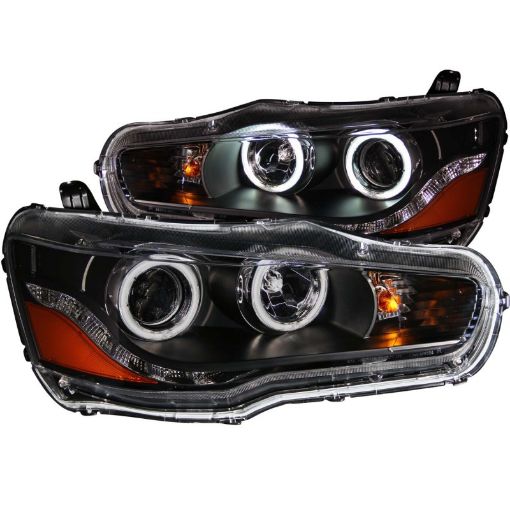 Picture of ANZO 2008 - 2015 Mitsubishi Lancer Projector Headlights w Halo Black (CCFL)