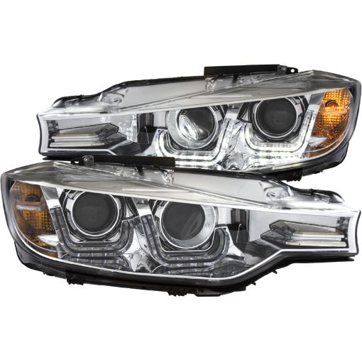 Picture of ANZO 2012 - 2015 BMW 3 Series Projector Headlights w U - Bar Chrome