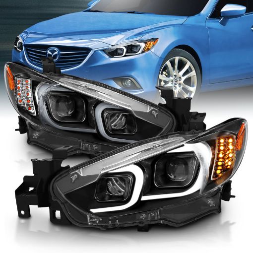 Picture of ANZO 2014 - 2015 Mazda 6 Projector Headlights w Plank Style Design Black