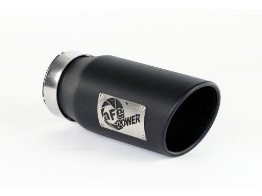 Picture of aFe Power Diesel Exhaust Tip Black - 4 in In x 5 out X 12 in Long Bolt On (Right)