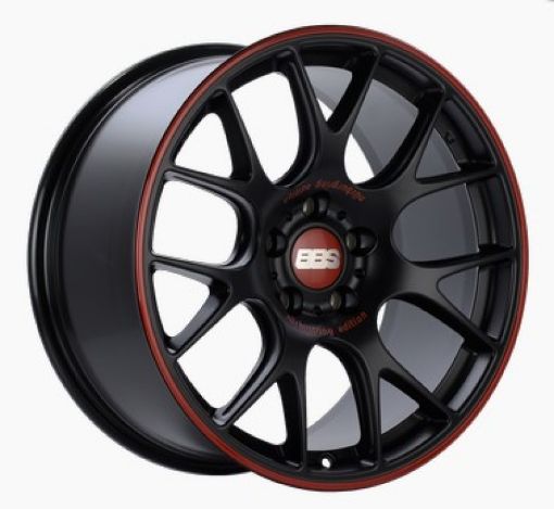 Picture of BBS CH - R Nurburgring Edition 19x8.5 5x112 ET32 Satin BlackRed Lip Wheel - 82mm PFSClip Req.