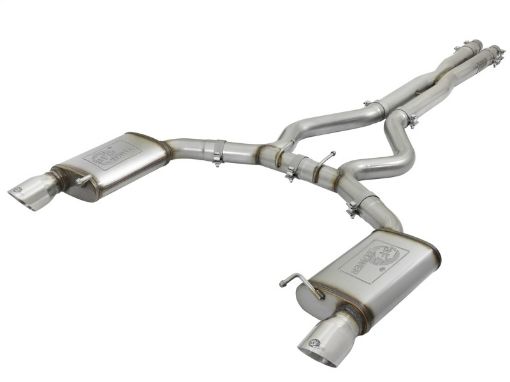 Picture of aFe MACHForce XP 3in 304 SS Cat - Back Exhausts w Polished Tips 15 - 17 Ford Mustang GT V8 - 5.0LV6 - 3.7L