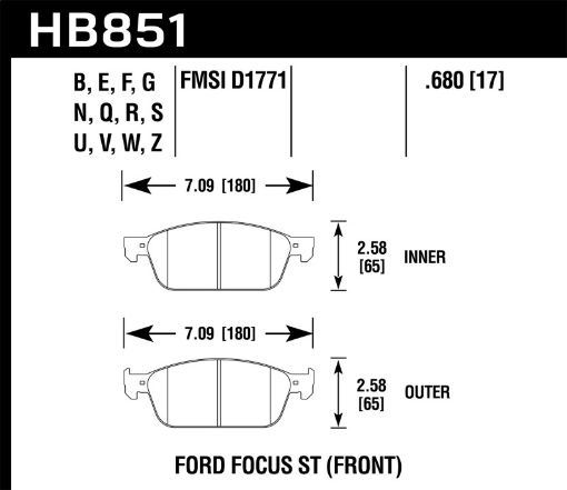 Picture of Hawk 15 - 16 Ford Focus ST HP Street Front Brake Pads