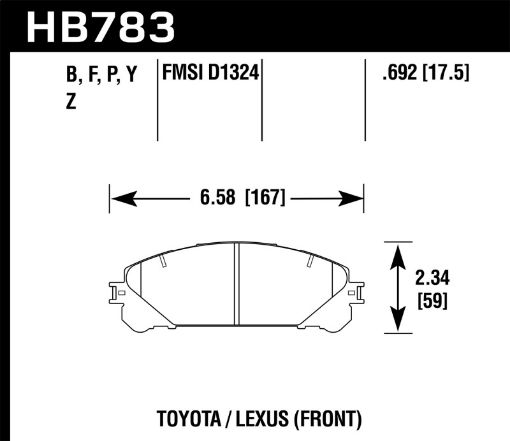 Picture of Hawk 08 - 16 Toyota Highlander Performance Ceramic Street Front Brake Pads