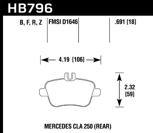 Picture of Hawk 14 - 17 Mercedes - Benz CLA 250 Performance Ceramic Street Rear Brake Pads