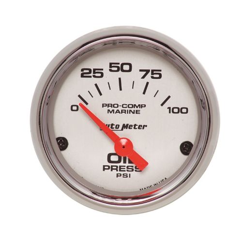 Picture of Autometer Ultra - Lite 2 - 116in Electric 100 PSI Oil Pressure Gauge Marine Chrome