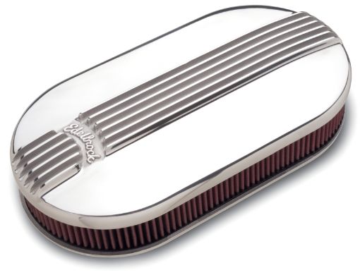 Picture of Edelbrock Air Cleaner Classic Series Oval Aluminum Top Dual Carburetor Polished
