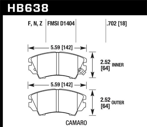 Picture of Hawk Camaro V6 HPS Street Front Brake Pads