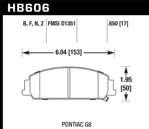 Picture of Hawk 08 - 09 Pontiac G8 3.6 Base6.0 Performance Ceramic Street Front Brake Pads