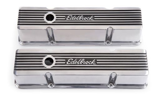 Picture of Edelbrock Valve Cover Elite II Series Chevrolet 1959 - 1986 262 - 400 CI V8 Tall Polished