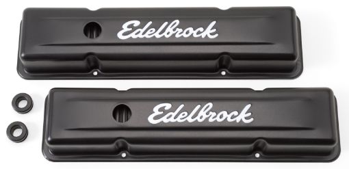 Picture of Edelbrock Valve Cover Signature Series Chevrolet 1959 - 1986 262 - 400 CI V8 Low Black