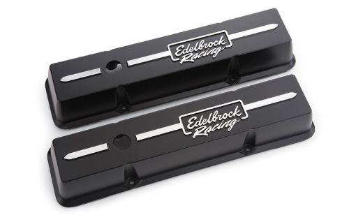 Picture of Edelbrock Valve Cover Racing Series Chevrolet 1959 - 1986 262 - 400 CI V8 Low Black