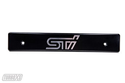 Picture of Turbo XS 15 - 17 Subaru WRXSTi Billet Aluminum License Plate Delete Black Machined STi Logo