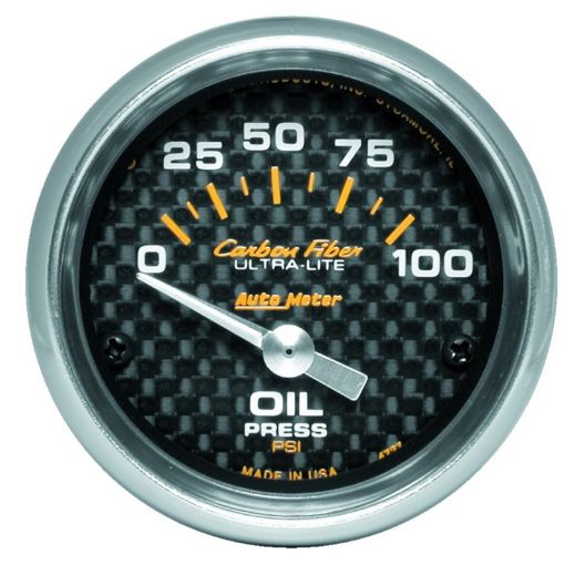 Picture of Autometer Carbon Fiber 52mm 100 PSI Electronic Oil Pressure Gauge