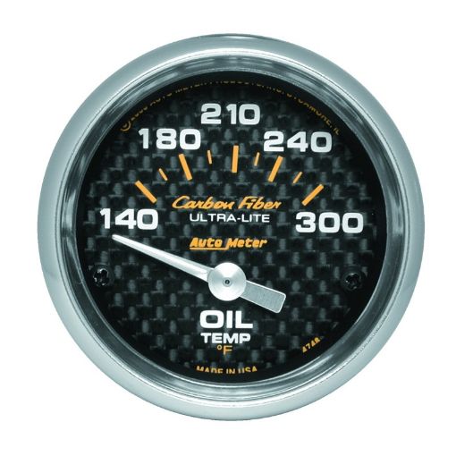 Picture of Autometer Carbon Fiber 52mm 140 - 300 Deg F Electronic Oil Temperature Gauge