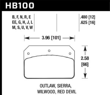 Picture of Hawk WilwoodOutlaw 16mm Blue 9012 Rear Brake Pads