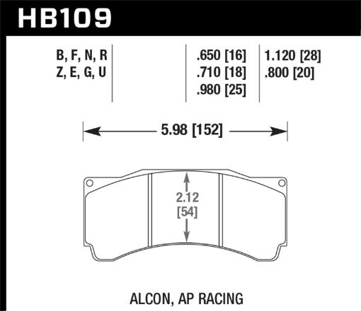 Picture of Hawk AP Racing DTC - 60 Rear Race Brake Pads