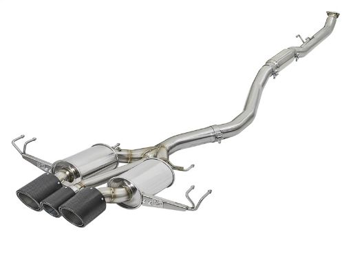 Picture of aFe POWER Takeda 2 - 12in to 2 - 14in 304SS Catback Dual - Exit Exhaust 17 Honda Civic Type R wCF Tips