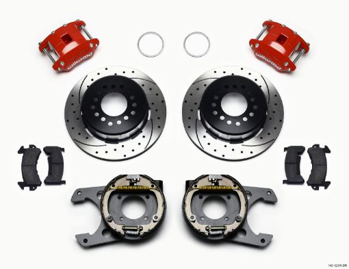Picture of Wilwood D154 PS P - B Kit Drilled - Red Chevy 12 Bolt 2.75in Off w C - Clips