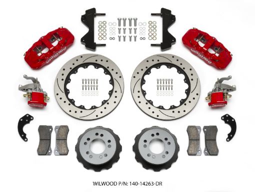 Picture of Wilwood AERO4 MC4 Rear Kit 14.00 Drilled Red Currie Pro - Tour Unit Bearing Floater