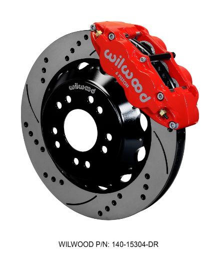 Picture of Wilwood Narrow Superlite 6R Front Hat Kit 14.00 Drilled Red 63 - 87 C10 w Wilwood Pro Spindles