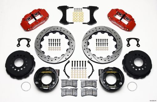 Picture of Wilwood Narrow Superlite 4R Rear P - Brk Kit 12.88in Drilled Red Small Ford 2.50in Offset