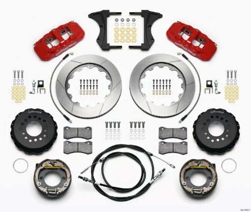 Picture of Wilwood AERO4 Rear Kit 14.00 Red 2005 - 2014 Mustang w BMR Suspn. wLines