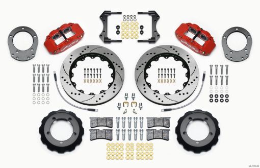 Picture of Wilwood Narrow Superlite 4R Front Hat Kit 14.00in Drill Red 76 - 77 Ford Bronco Dana 44 wLines