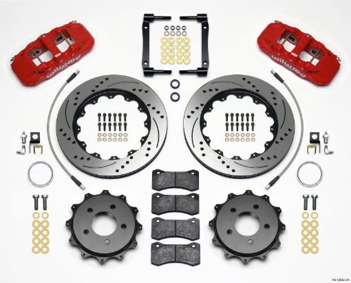 Picture of Wilwood AERO4 Rear Kit 14.25in Drilled Red 2008 - 2009 Pontaic G8 wLines