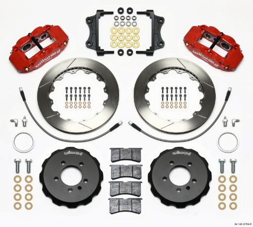 Picture of Wilwood Narrow Superlite 6R Front Hat Kit 12.88in Red 06 - 12 Volkswagen GTI w Lines
