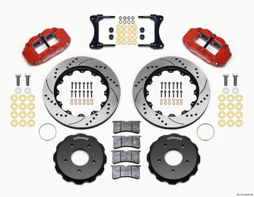 Picture of Wilwood Narrow Superlite 4R Front Hat Kit 14.00in Drill Red 2007 - Up Jeep Wrangler