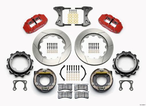 Picture of Wilwood Narrow Superlite 4R Rear P - Brk Kit 14.00in Red Strange Eng Floater 3.49in Offset