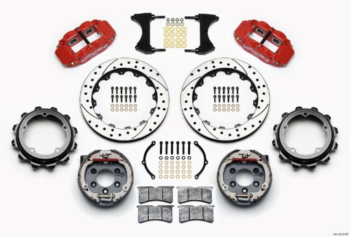 Picture of Wilwood Narrow Superlite 4R Rear P - Brk Kit 12.88in Drill Red Strange Eng Floater 3.49in Offset