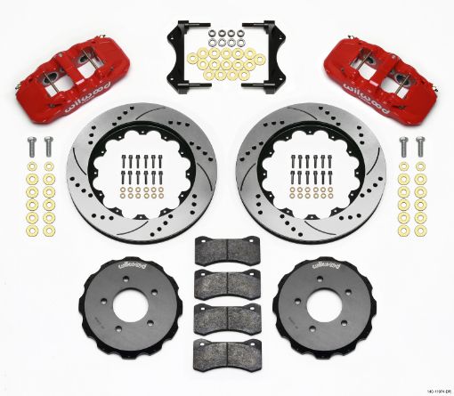 Picture of Wilwood AERO6 Front Hat Kit 14.00 Drilled Red 99 - 06 BMW E46