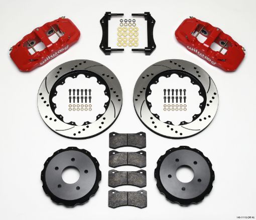 Picture of Wilwood AERO4 Rear Kit 14.00in Drilled Red 97 - 04 Corvette C5Z06 05 - 13 C6
