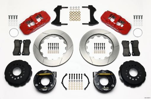 Picture of Wilwood AERO4 Rear P - Brake Kit 14.00in Red 2005 - 2014 Mustang