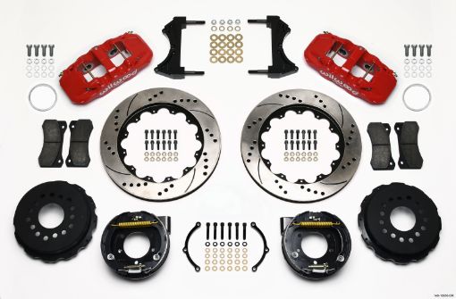 Picture of Wilwood AERO4 Rear P - Brake Kit 14.00in Drill Red 2005 - 2014 Mustang