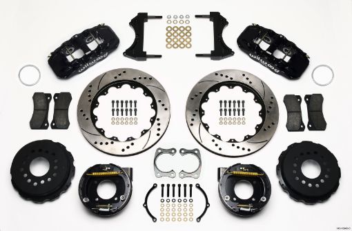 Picture of Wilwood AERO4 Rear P - Brake Kit 14.00in Drilled Chevy 12 Bolt w C - Clips