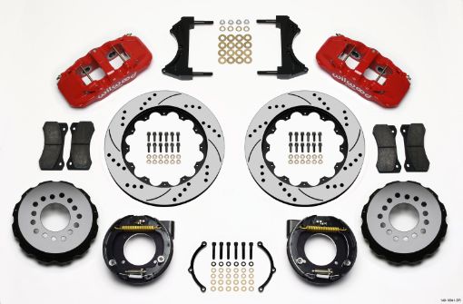 Picture of Wilwood AERO4 Rear P - Brake Kit 14.00in Drilled Red Chevy C - 10 2.42 Offset 5 - lug